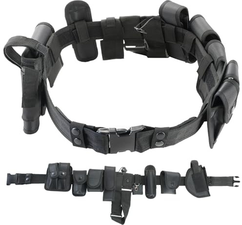 DASBET 10 in 1 Police Tactical Belt Security Guard Belt Multifunctional Tactical Duty Belt Black Tactical Versatile Military Modular Equipment System Molded Duty Belt Set for Law Enforcement