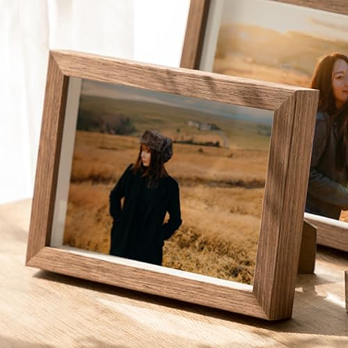 marysgift Picture Frames 6x4 Wooden Photo Frame Free Standing for Home Family Birthday Gift (Brown,6)