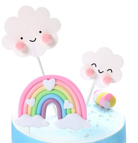 Calkrer 3 pezzi arcobaleno Alles Gute zum Geburtstag Deko, Rosa Geburtstagsdekorationen Sweet kleine Regenbogen-Kuchen dekorungen für Mädchen Jungungen.
