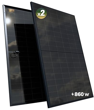 ESUNRA Create your Energy - 2 panneaux solaires bifaciaux de 430W – ALLBLACK – Technologie TOPCon – Rendement de 22 % – Câbles de 1,2 m.