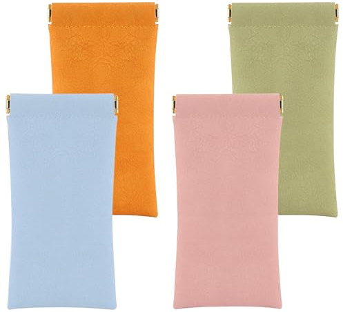 HonGien 4 Stück Brillenetui Leder Sonnenbrillen PU Weiches Schutzhülle Brillentasche Wasserdichtes für Damen Herren