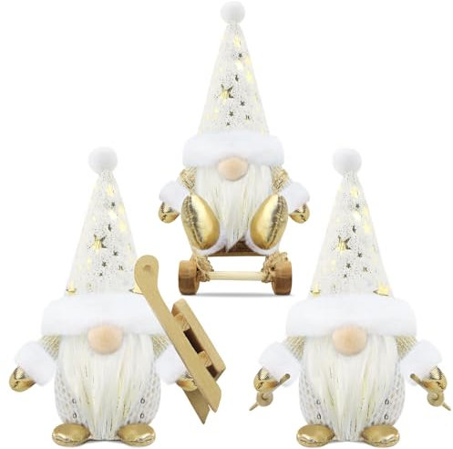 Gehydy Gnomi Natalizi Set di 3 Decorazioni Natalizie Gnomi Natale Gnomo Natalizio Elfi Christmas Decorations Home Decor per Casa Cucine - Bianco