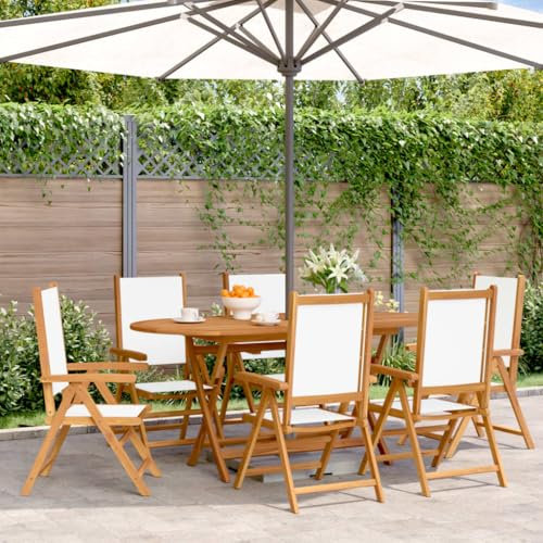 ShGaxin Gartenstuhl Verstellbar 6 STK. Cremeweiß Stoff und Massivholz, Gartensessel, Balkonstuhl, Hochlehner, Balkon Stühle, Terrassenstuhl, Balkonmöbel - 3214539