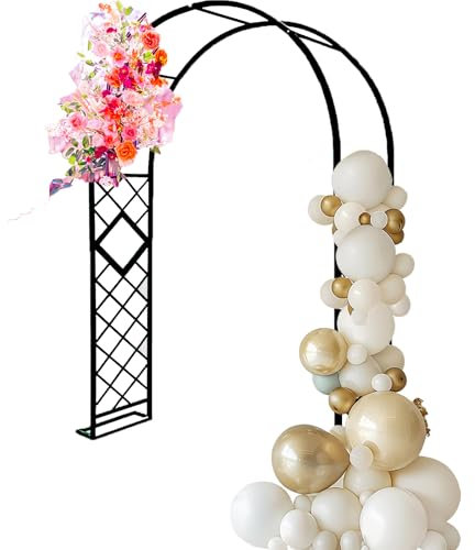 Garden Arch, Garden Arches Metal Strong, Metal Garden Arch, Metal Archway for Garden, Rose Arches for Garden, for Climbing Plants Support Steel Frame Garden Arches Outdoor Decoration(Black,1.4 x 2.3 m