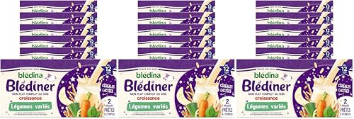 Blédina Blédîner, Céréales bébé Lactées, Légumes, Dès 12 Mois, 250 ml (Lot de 6x2 briques) (L'emballage peut varier)