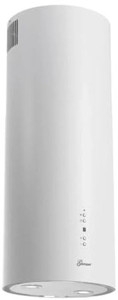 GURARI Hotte îlot GCH I 385 36 WH Prime, Hotte île ronde 36 cm, blanc, capot de plafond, 1000 m³/h, 4 vitesses, écran, éclairage LED, aspiration périphérique