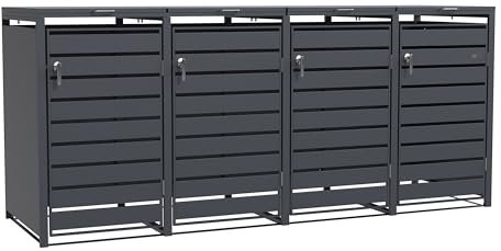 AXI Lucas Cache Poubelle Métallique Anthracite - Abri Poubelle pour 4 conteneurs - Max. 240L - Abri Poubelle Extérieur avec Excellente Ventilation