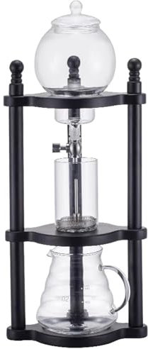 HKFGSHOP Cafetera De Goteo De Hielo, Torre De Goteo De Café Frío, con Gotero De Acero Inoxidable, Flujo De Agua Ajustable, Jarra De Vidrio De 600 Ml, para 3-5 Tazas, Hogar, Cafetería, Uso En Oficina