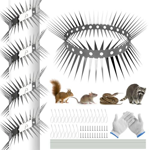 HYran Repellente per Gatti, Dissuasori per Piccioni, Spuntoni Anti Uccelli, Dissuasore per Gatti, Protezione per Martore, Dissuasore per martore, per Casa, Grondaia e Albero (300cm)