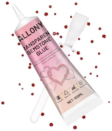 Allony 100ml Colla per Strass Su Tessuti, Colla per Tessuti Strass, colla Decorativa per Pietre Flacone per Strass, Diamante, Diamanti, Progetti Artistici e Artigianato, DIY e Accessori Moda