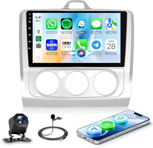 Rimoody Car Stereo for Ford Focus Mk2 Focus Mk3 2004-2011 Wireless Carplay | Android Auto 9 Inch Touch Screen ViLink You-Tube Video Mirror Link FM RDS Bluetooth DSP Steering Wheel Control Backup Camera