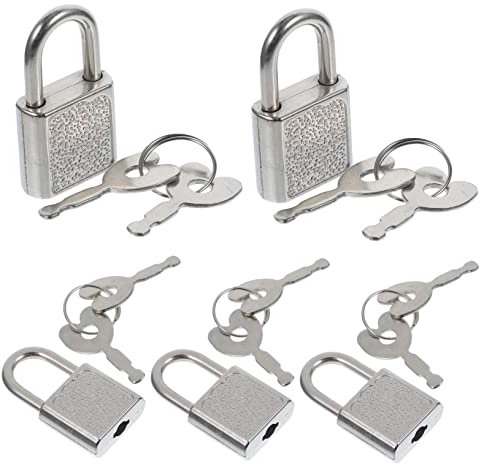 TOYANDONA 5pcs Mini Locks Keys Antique Style Small Padlock Set for Kids Treasure Chest Toy Boxes Reusable Sealing Locks Silver Color Suitable for Boys and Girls