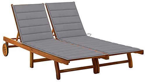 Xichuzi 2-Personen-Sonnenliege mit Auflagen Akazie Massivholz, Gartenliege, Liegestuhl, Sonnenstuhl, Sonneninsel Outdoor, Liegen, Gartenmöbel, Bäderliege, Relaxliege - 3061375