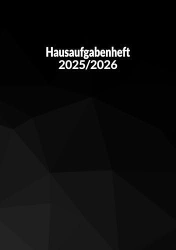 Hausaufgabenheft 2025/2026 schwarz: Schülerkalender mit Datum für Grundschule, Gymnasium, Jungen, und Teenager, Schuljahr 25/26.