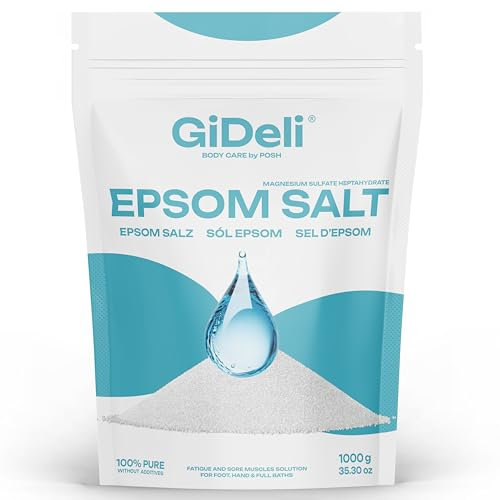 GiDeli Epsom Sales de baño Sales de Epsom Sales de Epsom Sales de Epsom Sal de magnesio puro, calidad farmacéutica (1 kg)