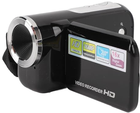 Registratore di Fotocamera Digitale, Videocamera per Videocamera da 16 MP Full HD 1080P, Schermo di Rotazione da 270 Gradi da 2,0 Pollici, 16x Zoom Digitale, Auto Timer,