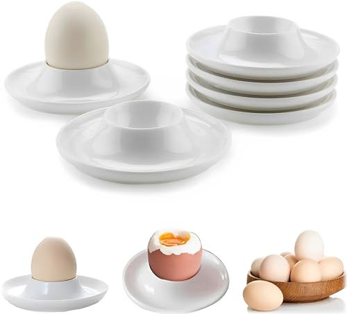 Ltsbaed 6 Pièces Coquetier Blanc, Coquetier Oeuf Original, Ronds, Plastique de Haute Qualité, pour Famille, Restaurant et Banquet