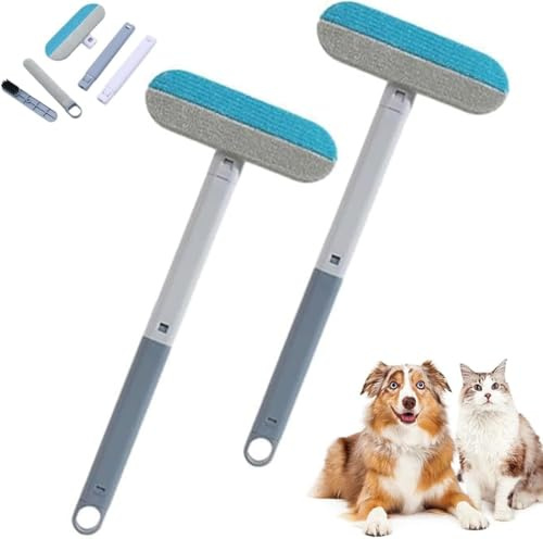 Removedor de pelo de animales multifunción mango largo, nuevo 3 en 1, removedor de pelo de mascotas, cepillo para ropa y alfombras (2 unidades)
