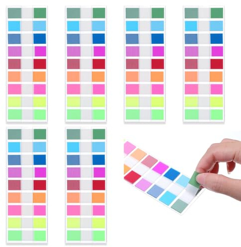 Kifmurase 1080 Pcs Transparent Sticky Notes Page Tabs 6 Pads Colored Annotation Page Post Tab Notes Markers Tab, Sticky Pop Up Index Book Tabs for Reading Book Bookmarks Office Supplies