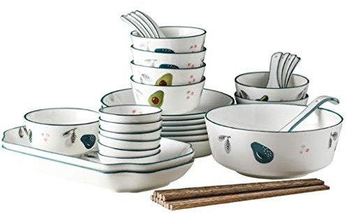 32- Piece Ceramic Tableware Set, Dish Set, Creative Tableware Soup Bowl and Plate