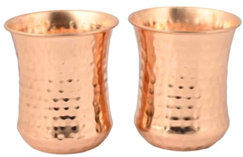ANCIENTIMPEX Lot de 2 gobelets incurvés en cuivre pur 250 ml - Bienfaits ayurvédiques pour la santé (design martelé)
