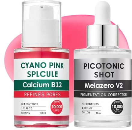 2PCS Cyano Pink Spicule Serum + Picotonic Glowing Ampoule Duo，Retinol Shot,Pore Minimizing & Blemish Fading Treatment, Boosts Collagen for Smooth Glass Skin, Korean Skincare，Even Skin Tone
