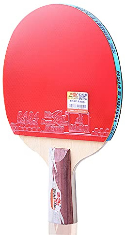 Tischtennisschläger, Tischtennisschläger 5-Sterne, professioneller 7-lagiger aus Holz, Horngriff, ITTF-zugelassener Gummi/Einzel-/Langgriff(Short Handle)