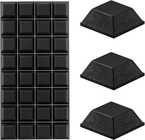 Laitejituan 32 Pièces Pieds Autocollants en Silicone Noir, Amortisseurs Anti-Vibrations Silencieux Anti-Rayures pour Haut-Parleur/Appareils Ménagers/Meubles/Portes/Bureau