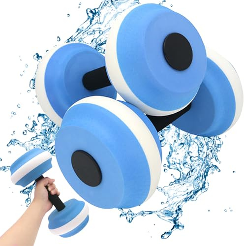 Pesas de piscina para ejercicio acuático, pesas de agua para ejercicio en piscina, 2 piezas, equipo de aeróbic, mancuernas de espuma EVA, equipo de fitness de resistencia para uso diario, azul