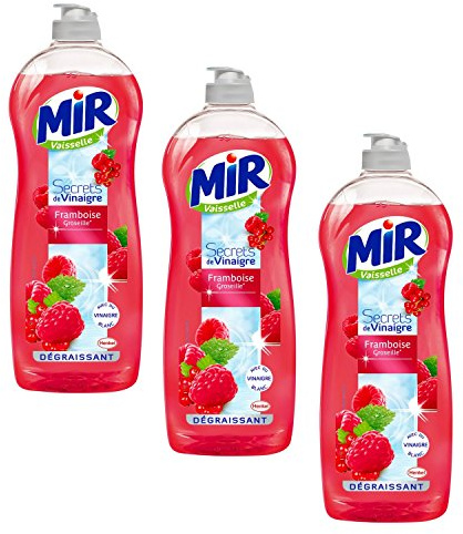 Mir Liquide Vaisselle Main Secrets de Vinaigre Framboise Groseille Flacon de 750 ml - Lot de 3