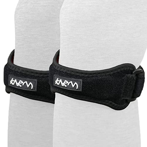 KARM Patella Kniebandage - Unterstützung des Knies, beim Sport, bei Meniskusriss und bei Entzündungen der Patella-Sehne. Leichte Alternative zu Knieschienen (Normalgröße, ein Paar Bänder)