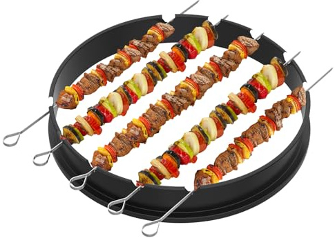 only fire Rotisserie Ring with Kabob Skewer Set for Weber 22 1/2 Inch Kettle and Other Similar Kettle Charcoal Grills