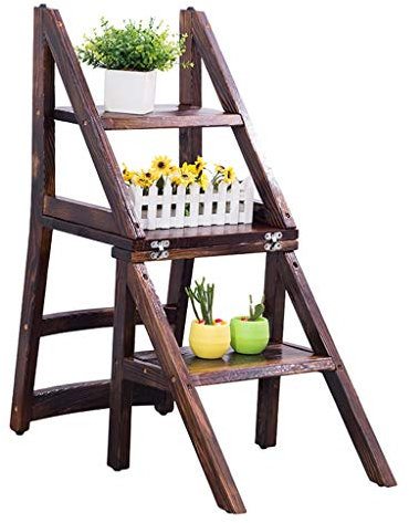 ZHZ-DT Convertible Ladder Chairs Old Fashion, Multifunction Wood Ladder Stool Vintage Chic Step stool Traditional Folding Ladders Kitchen Office Library Steps