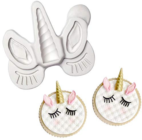JLZK 3D Unicorn Ear Eye Horn Silicone Cake Mold Birthday Cake Decorating Tools Cupcake Topper Fondant Chocolate Candy Mould