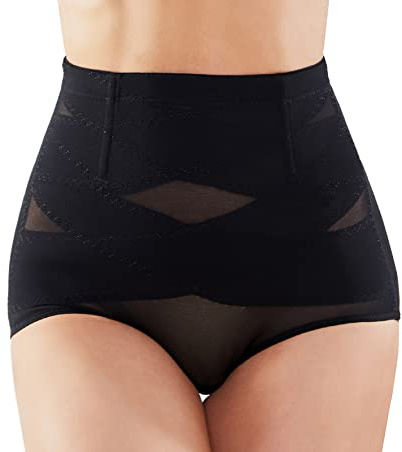 SIMIYA Women Tummy Control Knickers High Waisted Shapewear Slimming Underwear Comfort Body Shaper (L) Black