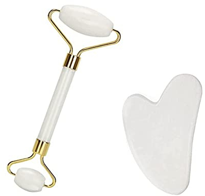 Jade Roller & Gua Sha Set，Facial Roller Massage Tool，for Eye Puffiness Treatment, Skin Tightening, Rejuvenate Face & Neck.