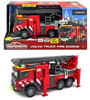 Majorette Volvo Truck Feuerwehrwagen NL, 19 cm, Licht und Ton, Metall, Spielzeugfahrzeug