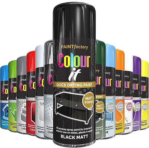 AlezyB - Black Matt 400ml All Purpose Spray Paint | Use on Metal, Wood, Plastic and Multipurpose Aerosol Professional Quality Perfect Finish, for Interior Exterior and Excellent Coverage