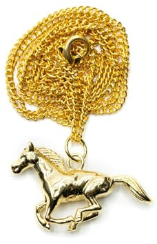 Miniblings Pferd Kette 60cm Halskette Reittier Reiten Pony gold vergoldet | In Berlin von Hand montierte, ein Fundstück für Sammler