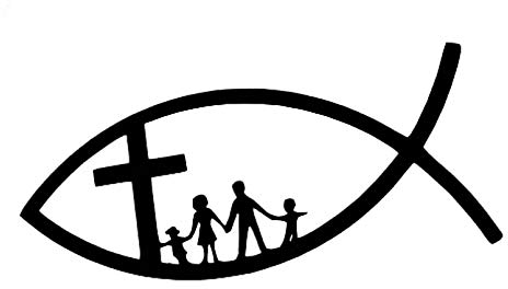 MACMRD Auto Aufkleber 13 cm * 6 cm Lustiger Autoaufkleber Christlicher Fisch Jesus Familie Kreuz Kirche Dekor Vinyl Aufkleber
