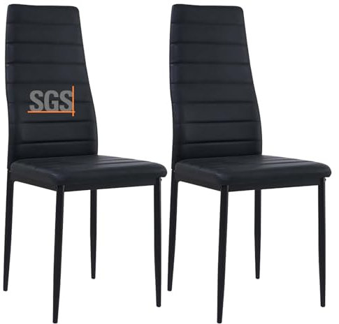 buybyroom Esszimmerstühle 2er Set Metall Küchenstuhl, Esstisch Stuhl Bequemer Polsterstuhl SitzfläChe,Schwarz