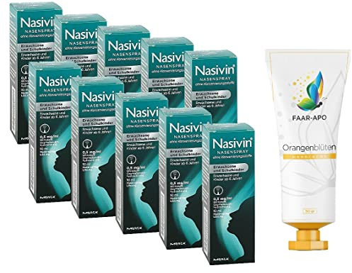 Nasivin Nasenspray Sparpack 10 X10 ml inkl. einer hochwertigen Handcreme Marke Faar-Apo