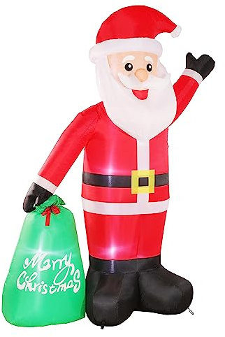 Puleo International Beleuchteter Weihnachtsmann, aufblasbar, 2,4 m, Rot