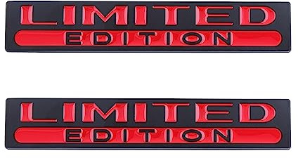2 Stück Limited Edition Emblem für Autoabzeichen Aufkleber Kofferraum hinten Aufkleber (schwarz rot)