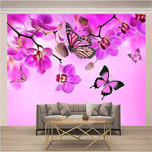 BELOKA Papier Peint Panoramique 3D Activité Papillon Violet Papier Peint 3D Intissé Moderne Décoration Murale