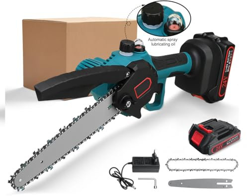 Mini tronçonneuse à batterie 8000 mAh, 8 pouces, 3000 W, tronçonneuse électrique sans fil, 1 x 24 V batteries, mini tronçonneuses électrique, 1 chaîne (avec batterie)