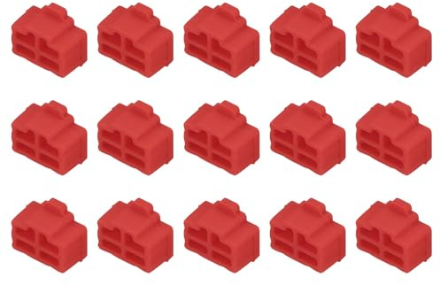 sourcing map 15pcs RJ45 Port Duct Covers Caps Silicone Plugs Protector for Laptop PC Ethernet RJ45 Female Plug, Red
