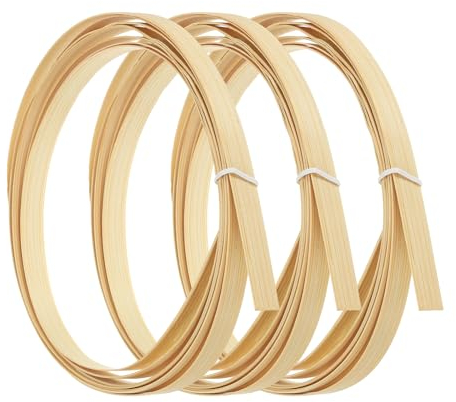 PATIKIL Bamboo Strips for Weaving 7/16 x 10 Ft, 3 Pack Thin Flat Wicker Rattan Cane Reed for Making Basket Webbing DIY Crafts, Natural Color