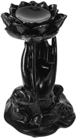 Alipis Lotus Buddha Hand Crystal Ball Holder Stand Resin Craft Zen Garden Accessory