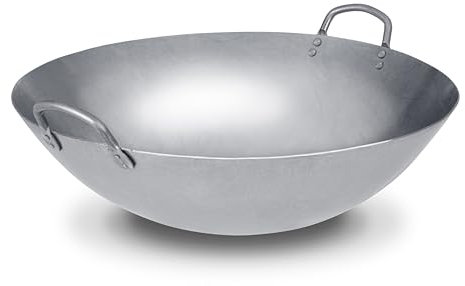 Craft Wok 46 cm Grand wok en acier carbone martelé à la main style canton 45,7 cm (fond rond) / 731W87-18in